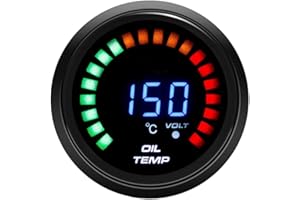 ETOPARS Motor de Coche Auto Digital 2 Pulgadas 52mm Medidor de Temperatura del Aceite Kit Refuerzo Pantalla Indicador de luz LED Tinte Humo len Calibre Carreras