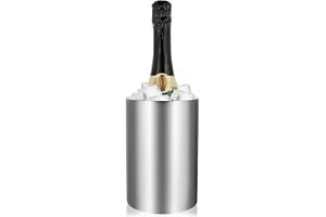 COM-FOUR® flaskkylare, champagnekylare i matt, iskubshink av rostfritt stål