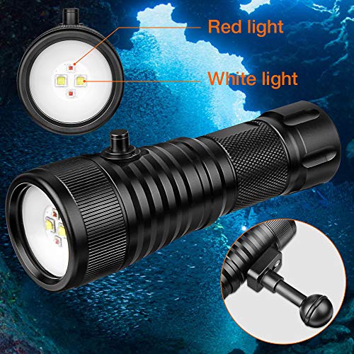 Odepro Lampada Fotografica WD42W con Luce Bianca da 1500 Lumen e LED Luce Rossa da 350lumens, Angolo Fascio Largo 120 ° per Fotografia Subacquea