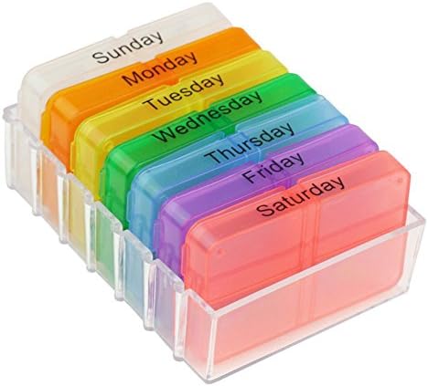 7 Day Pill Box Pill Weekly Medicine Storage Organizer 28 Compartment Weekly Pill Box for Travel -- Breakfast, Lunch, Dinner, Bedtime