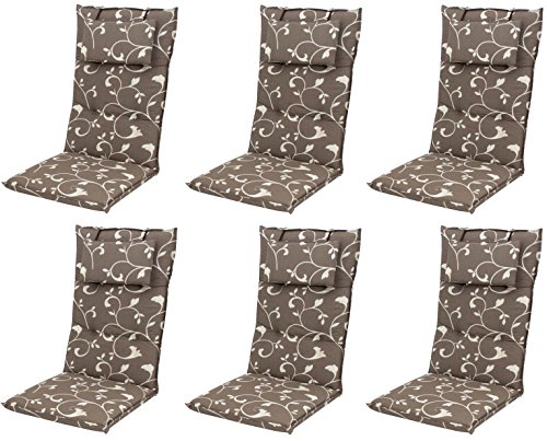 6 x 8 cm Doppler Luxus Hochlehner Auflage mit Kopfkissen "2107", taupe mit Ranke