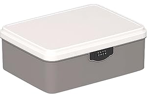 Aartner Abschließbare box, Plastic Box Abschließbar Kühlschrank Safe, Büroschrank Abschließbar für Lebensmittel, Medikamente und Technik/Handygefängnis (Grau, L (33.4 x 26 x 12.6cm))