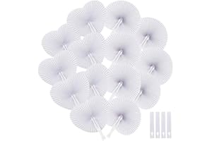 Icelus Pack of 60 White Paper Fans, Hand Fans, Wedding Fans, Pocket Fans, Folding Fans, Guest Gift for Summer Occasions, Party, Outdoor Weddings, DIY, Wall Decoration