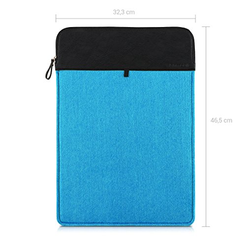 kwmobile Laptoptasche Filz Sleeve für 17″ 17,3″ Laptop / Notebook / Ultrabook – Notebook Tasche Schutzhülle Laptop Case Hülle in Blau Schwarz Innenmaße: ca. 46,5 x 32,5 cm - 2