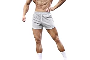 GYMAPE Hombre 3 Pulgadas Gimnasia Correr Deportiva Ejercicio Pantalones Cortos con Raw Hem