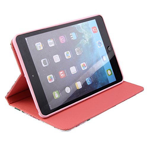 iPad mini 2 Lederhülle – Felfy Slim Full Body Elegant Schön Roses Muster PU Case Cover Etui Schutz Hülle Tasche für Apple ipad mini 3 mini 2 mini 1 + 1x Pink Blume Anti Stöpsel + 1x Rosa Stylus - 6