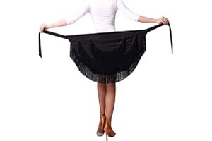 YM YOUMU Donna Latino Gonna da Ballo Nappa Sala da Ballo Salsa Tango Gonna Sciarpa a Portafoglio Dancewear