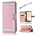 Produktbild JINCHANGWU Samsung Galaxy Note 8 Hülle Lederhülle Diamant 3D Rhinestone Book Type Magnetverschluss Etui Flip Tasche HandyHülle Brieftasche mit Standfunktion Kartenfächer Sparkle Eingabestift Samsung Galaxy Note 8 Schutzhülle Roségold
