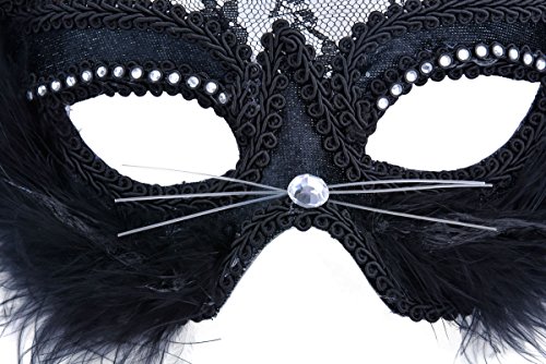 Venetian Maskerade Maske Damen Black Glitter Fancy Cat Spitze Maske - 5