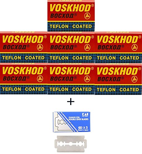 35 Voskhod Teflon Coated Blades + 1 Free KAI Stainless Steel BIade