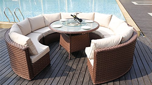YAKOE Monaco 10 Seater Round Rattan Outdoor Patio Garden Furniture