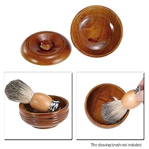 Anself Wooden Shaving Brush Bowl Shaving Mug Shave Cream Soap Cup with Cover - Image 3
