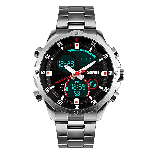 XLORDX SKMEI Digital Armbanduhr LED Alarm Datum Sportuhr Stoppuhr Wecker Wasserdicht Quarzuhr Silber XLORDX SKMEI Digital Armbanduhr LED Alarm Datum Sportuhr Stoppuhr Wecker Wasserdicht Quarzuhr Silber
