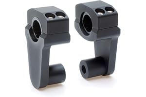 Pivoting Handlebar Clamp Risers - APE Racing Silver Universal Motorcycle 2" Rasie Clamps For 7/8" or 1 1/8" Handlebars Mount 7/8" Stem Clamp