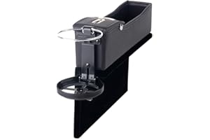 Triclicks Multifunktion Schwarz PU Leder Autositz Seiten Schlitz Taschen Auto Catcher Organizer mit Münzfach und Getränkehalter für Auto füllt Lücken Zwischen den Sitzen (Linke)