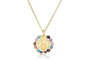 Nanna Folk - Collar medalla virgen niña bordeada de piedras naturales - Religioso