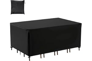 LAZY COOK Housse de protection pour meubles de jardin imperméable 420D Tissu Oxford Housse de protection rectangulaire pour meubles d'extérieur Anti-UV Housse pour table, canapé, meubles, etc. (200 x 160 x 70