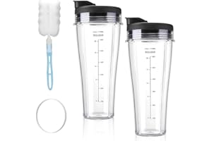 YANGUN Vaso de Repuesto de 710ml para Ninja, Con cepillo y junta, juego de 2 vasos de licuadora Vasos de Repuesto Piezas Accesorios para Ninja Blender Transparente