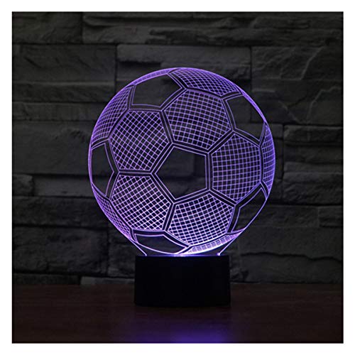 lunaoo Luce Notte Bambini, Lampada 3D Calcio Lampada da Tavolo, 7 Cambiamento di Colore Luce Notturna per Cameretta Comodino