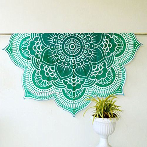 Pixnor Mandala Runde Lotus Strand werfen Gobelin Decke Wolldecke Hippie Boho Zigeuner Tischdecke Strandtuch Runde Yoga Matte grün - 4