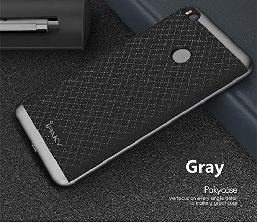 Xiaomi Mi Max 2 Funda  Ipaky Protecci  n interna TPU Flexible  Ultra Resistente  Marco Exterior R  gido PC efecto Metal  Anti Golpes  Carcasa H  brida Bumper Mi Max 2- Gris 
