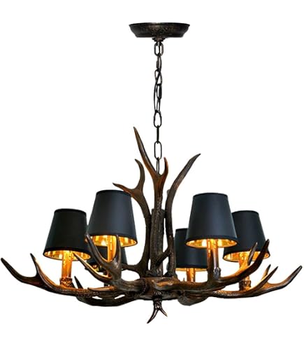 Lustre LED vintage en bois de cerf marron clair, style rétro, en résine, montage au plafond, suspension à chaîne | Leroy Merlin Lustre LED vintage en bois de cerf marron clair, style rétro, en résine, montage au plafond, suspension à chaîne | Leroy Merlin