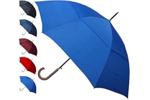 COLLAR AND CUFFS LONDON - Antivento EXTRA ROBUSTO - Struttura Rinforzata con Fibra di Vetro - Ventilato Doppio Calotta - Manico In Legno - Automatico - Ombrello Classico