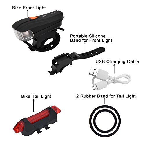 LED Fahrradlicht, ELINKER Fahrradlampe Set, Stvzo Standard Genehmigt, Wasserdichtes Frontlicht und Rücklicht mit 2 USB Ladekabel - 2