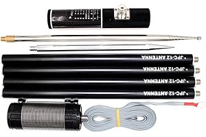 Zilimontt JPC-12 Multi-Band HF Shortwave for GP Antenna 7MHz-50MHz 100W QRP for Amateur Ham Radio 8-Band Portable Antenna with Ground Anchor and Telescopic Whip