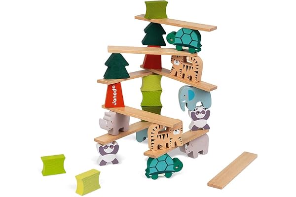 Janod - Les Animaux Equilibristes - Jeu d'Equilibre - Jouet Educatif et d'Eveil - Apprentissage Motricité Fine - Partenariat WWF- Certifié FSC - Dès 2 Ans, J08613