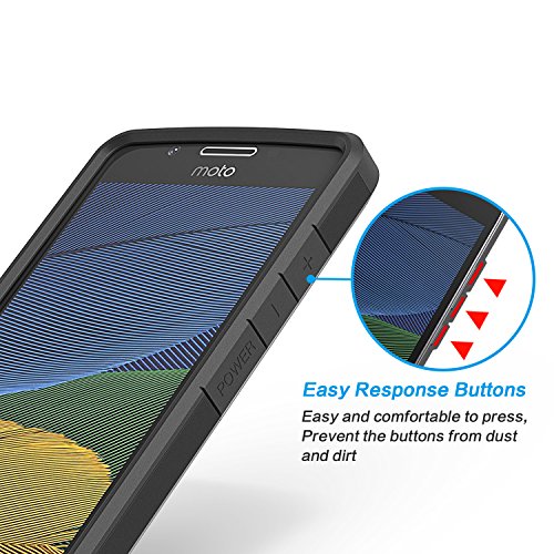 OMOTON Funda Moto G5  Doble Capa  Suave TPU Interior  Durable PC Exterior  Anti-ara  azos  Compacta Carcasa  Alta Defensa  Moto G5 Carcasa  Negro