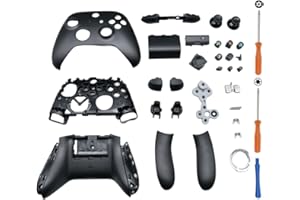 Hzxkqmil Kompletter Gehäuse-Bausatz Ersatz-Schale für Xbox Serie X/S Controller - Inklusive Faceplates Mittlerer Rahmen Seitenschienen ABXY-Tasten LB RB Stoßfänger Zubehör (Schwarz)