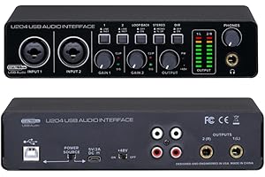 BOMGE U204 PC USB Audio Interfejs audio do nagrywania muzyki 2x2 interfejs audio gitara dla Mac 32-bit/192 kHz podcast, dla producentów piosenkarzy, z 48V Mirage(U204)