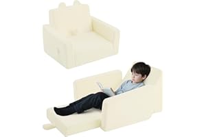 MeMoreCool Sedia pieghevole per bambini, comodo divano pieghevole in peluche trasformabile, per bambini da 1 a 4 anni, colore beige