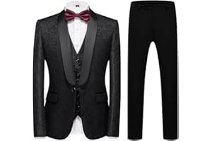 KUDORO Costume Homme 3 pièces Mariage Business Slim Fit Smoking Simple Poitrine à Un Bouton, Men Suits 3 Piece pour Fête Confort Elégant Blazer Veste et Pantalon Gilet