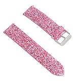Vamoro Bling Shiny Luxury Ersatzarmband aus Leder Lederarmband Ersatzband Ersatz Uhren-Armband Smart Watch Band für Samsung Galaxy Watch 42mm(Rosa)