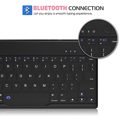 MoKo Neu iPad 9.7 Zoll 2017 Bluetooth Tastatur Hülle – PU Leder Tasche Schutzhülle mit abnehmbarer Wireless Bluetooth Keybord Case QWERTY Layout für Apple New iPad 9.7 Inch 2017 Tablet, Schwarz - 7