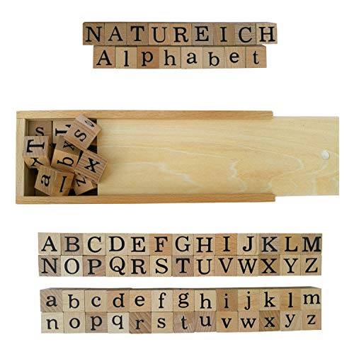 Natureich - Alphabet Blocks - Holzbausteine zum Lesen Lernen für Kinder ab 3 Jahren