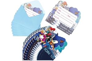 BESTZY Soniic Invitations Cards, 30PCS hedgehog Kids' Party Invitations and Envelopes Birthday Invites Party Invites Kids Theme Party Invitations Birthday Cards Birthday Party Supplies