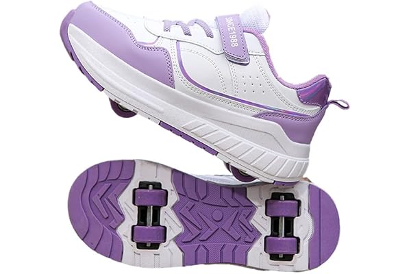ENEN Chaussure a Roulette Mode Fille, Style de Rue Chaussures a roulettes Retractable Garçons, Basket Roulette Enfant, Roller 4 Roues Déformable Adolescents pour Intérieur Extérieur