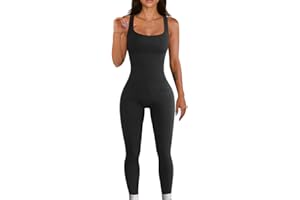 RPAEOY Mono Deportivo Mujer Sin Mangas Redondo Con Cuello Una Pieza Jumpsuit Chándal Ajustado Elástico Largo Monos Leggings Sexy Romper De Gym Yoga Fitness