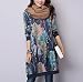 MelBedy Women's Printing Patchwork Pullover Loose Fit Dress Tunic with Pockets Blue