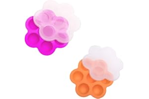 SKINGWA Lot de 2 moules en silicone avec couvercle pour pot instantané (16 x 16 x 4,1 cm), rose rouge et orange)