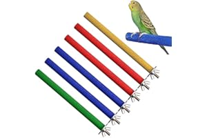 AQH Parrot Perch Stand, 6 Pcs Bird Perches Bird Cage Perch Toy, Colorful Paw Grinding Stick Cage Accessories for Parakeets Conures Cockatiels