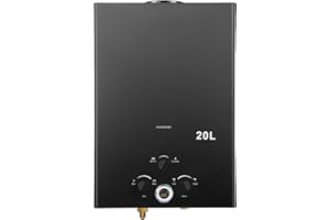 VELPAX Calentador de agua de gas, 20 L de propano con encendido por batería, calentador de agua sin depósito, con pantalla digital, multiprotección [clase energética A]