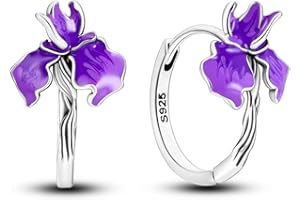 NARMO Boucles d'Oreilles Femmes Argent 925 Sterling Coloré Coeur Hoops Plumes Cross Petits Huggie