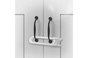 [6 Packs] BOOTWO Sliding Cabinet Locks Child Safety,Great for Baby Proofing for Both Cabinet Knob and Cabinet Handle,Proof Your Kitchen,Bathroom,Storage Door,Easy Install Without Drilling or Adhesive