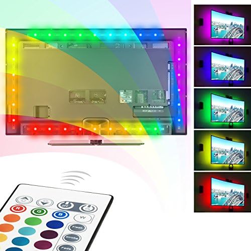 LED TV Backlight, Ubenmart USB Bias Lighting for TV, RGB LED Light Strip with Wireless Remote, 16 Colors, Dimmer, for 35-55 Inch HDTV, Home Theater, 4pcs x 50cm