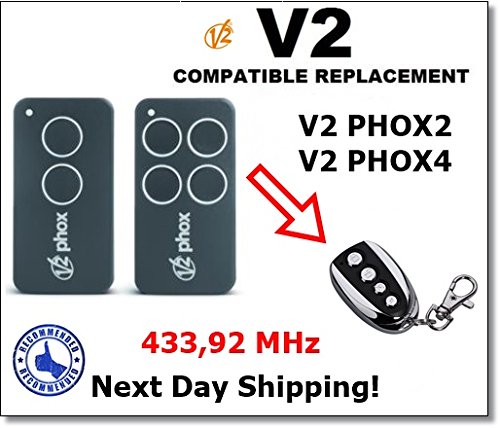 V2 PHOX 2, PHOX 4 Reemplazo De Control Remoto Compatible Código Fijo 433,92 MHz Transmisor para La Automatización De La Puerta del Garaje