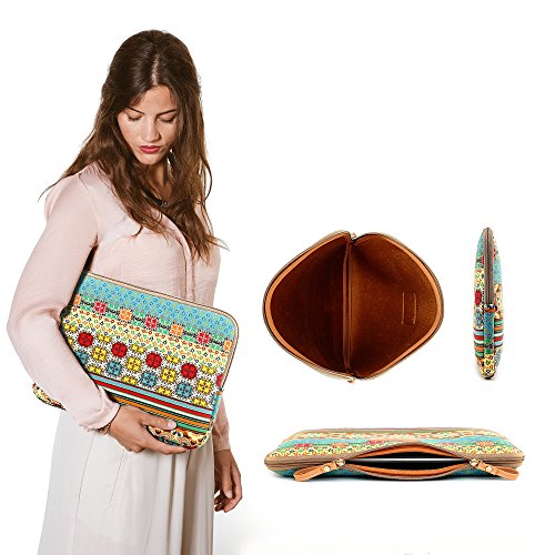 Laptophülle, Original UrCover® Laptop-Tasche aus Leinen im Canvas Bohème Look Netbook iPad Air 2 Laptop-Tasche Notebook Hülle LifeBook-Tasche 10 Zoll - 5